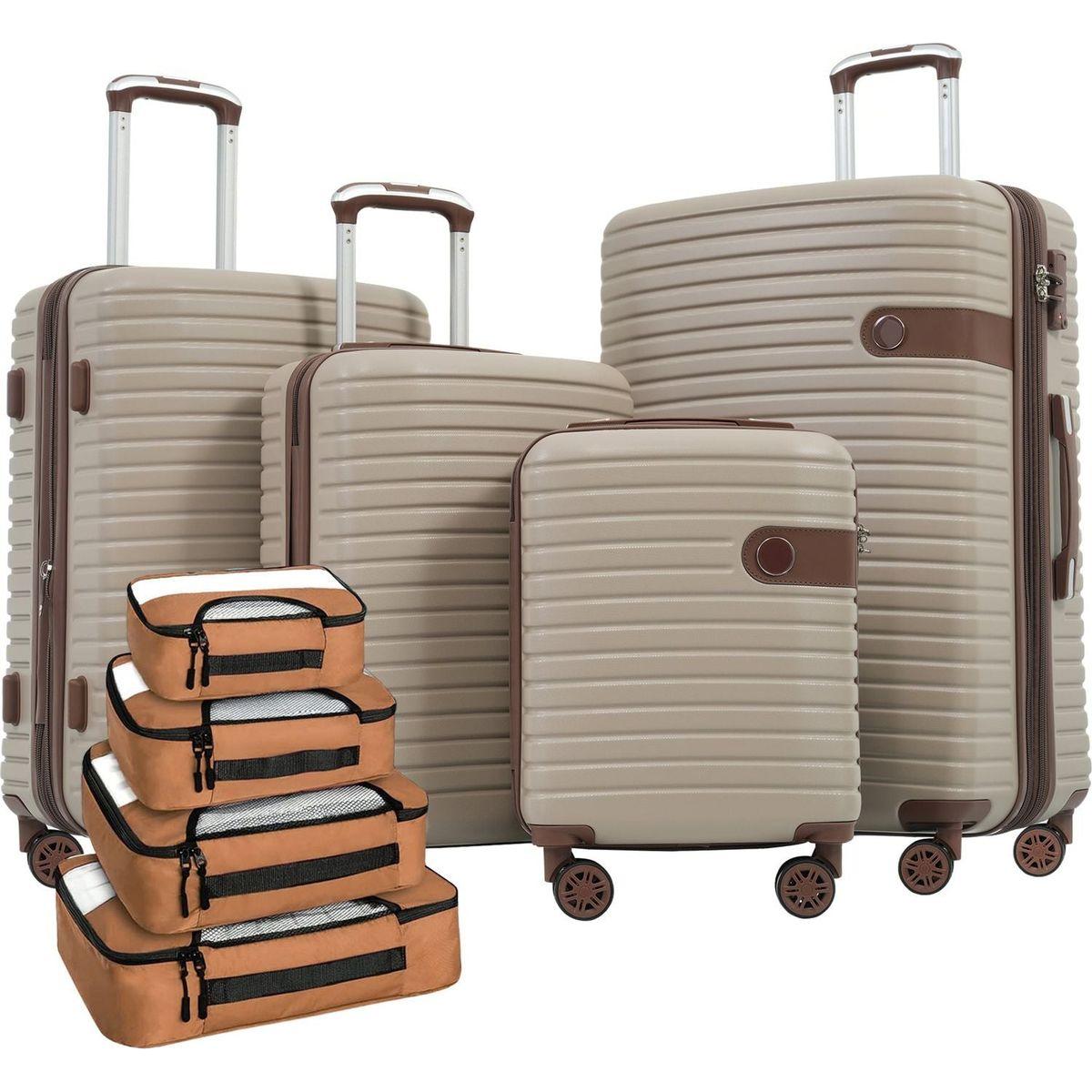 4 Piece Luggage Set Suitcase Set, ABS Hard Shell Lightweight Expandable Travel Luggage with 4 Packing Cubes, TSA Lock, Spinner Wheels for Men Women(16/20/24/28)