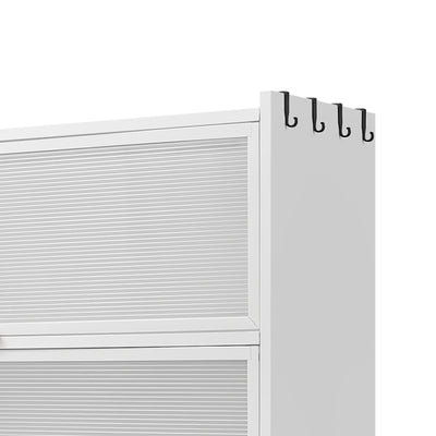 73'' Tall Kitchen Pantry Cabinet , 6 Level Flip Door with Pegboard Metal Pantry Storage Cabinet, Anti-Tip Design Hutch for Kitchen, Dining Room, Living Room (White)