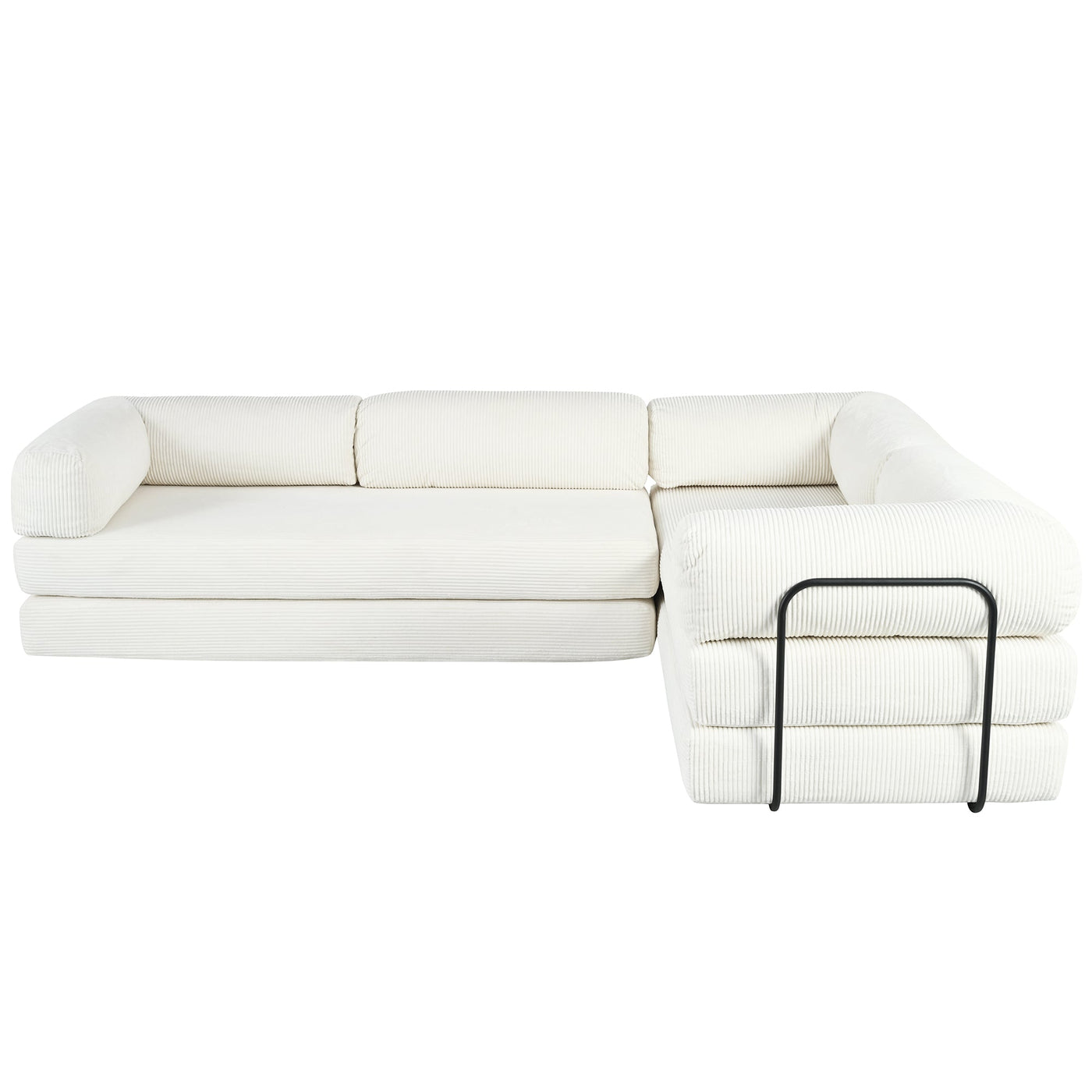 U_Style L-Shaped Modular Sofa Bed in Corduroy Fabric, Ideal for Living Rooms and Apartments