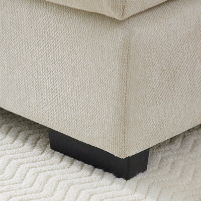 U-shaped Beige Upholstered Sofa with Console and Cupholders for Living Room
