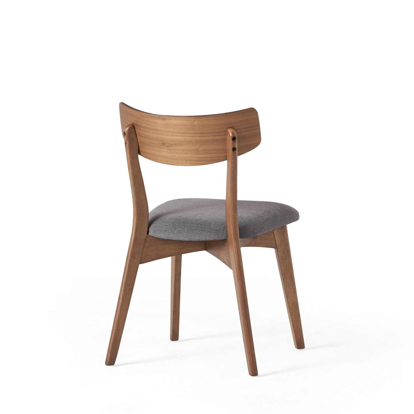 5-Piece Mid-Century Dining Set with Walnut Finished Frame, Upholstered Dining Chairs ,Dark Grey & Wood Dining Table