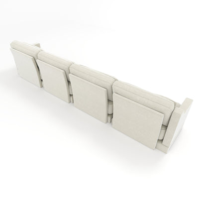 Elegant Four-Seater Chenille Sofa with Lumbar Pillow, Ergonomic Design, Solid Wood Frame, Beige