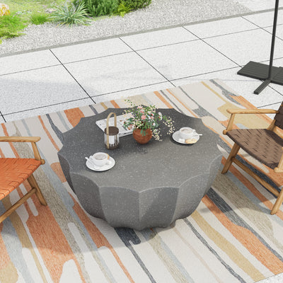 35.43' Modern Outdoor and Indoor Waterproof Coffee Table, Durable MgO Cement Design, Suitable for Terraces, Gardens, Backyards and Living Rooms ( Grey)