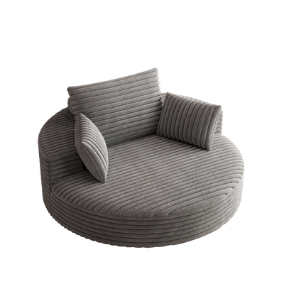 55''L Corduroy Chenille Foam Single Swivel Chair, Fluffy Modern Sleeper, 360 Degree Swivel Chair for Living Room, Bedroom, Lounge and Projection Room