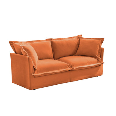 Modern Slipcovered 2-Seat Sofa Couches for Living Room, 2 Seater Sofa, Plain Chenille Deep Seat Sofa with Upholstered Cushion&Detachable Cover, Comfy Sofa Couch for Small Space, Apartment,Orange