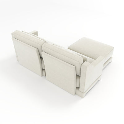 Elegant Two-Seater Sofa with Ottoman, Lumbar Pillows, Ergonomic Design, Beige Chenille, Wood Frame