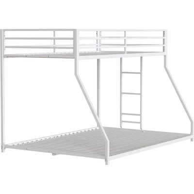 Adam Sturdy Twin Over Full Metal Bunk White for Kids and Adult, Low Profile and Easy Climbing with Stable Ladder