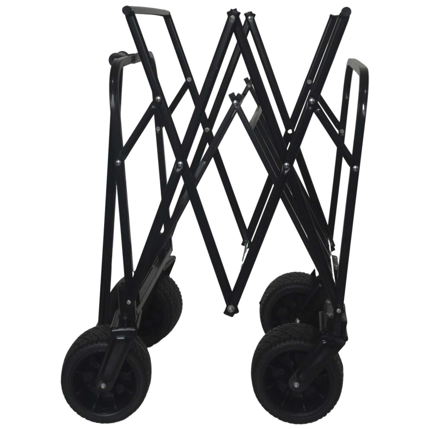 360° Rotating Rear Wheel Heavy-Duty Folding Wagon – Multi-Use Garden Cart with All-Terrain Wheels, Design for Camping, Beach, Picnic & Outdoor, Beige