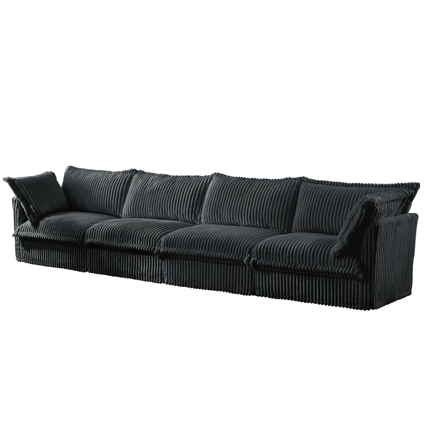 Slipcovered Long Sofa, 4 Seater Sofa with Removable Cover, Extra Deep Couch for Living Room, Corduroy Fabric Cloud Like Comfy Sofa Couch, Gray Corduroy Fabric
