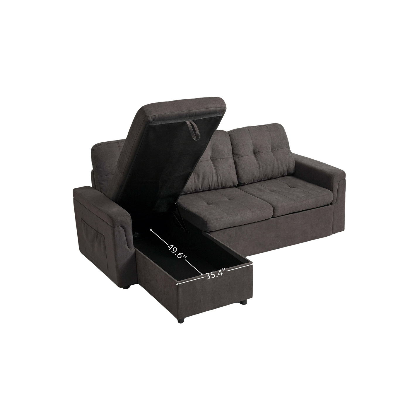 Upholstered Sleeper Sofa, L Shaped Sectional Couch with Reversible Storage, Convertible Corner Lounge Couches w/Pull Out Sofa bed for Living Room, Apartment,