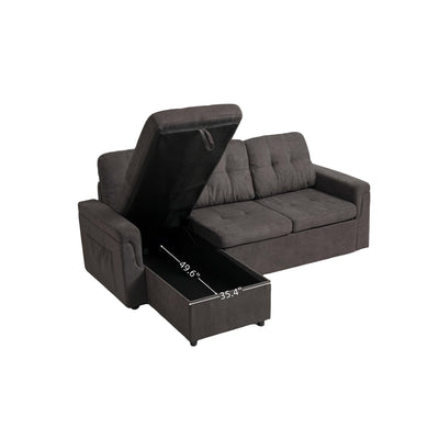 Upholstered Sleeper Sofa, L Shaped Sectional Couch with Reversible Storage, Convertible Corner Lounge Couches w/Pull Out Sofa bed for Living Room, Apartment,