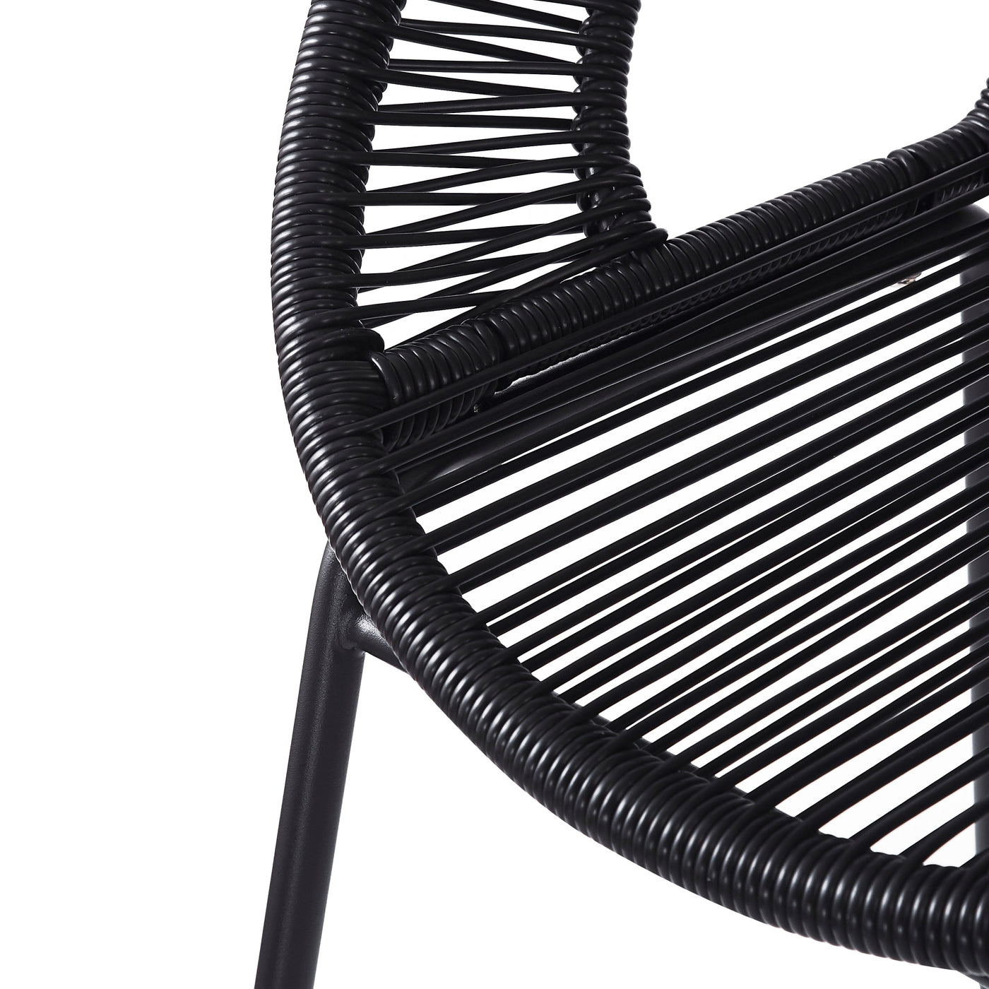 Ferrara Outdoor Patio Barstool Set of 2, Black Faux Wicker PE Rattan with Iron Frame