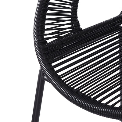 Ferrara Outdoor Patio Barstool Set of 2, Black Faux Wicker PE Rattan with Iron Frame