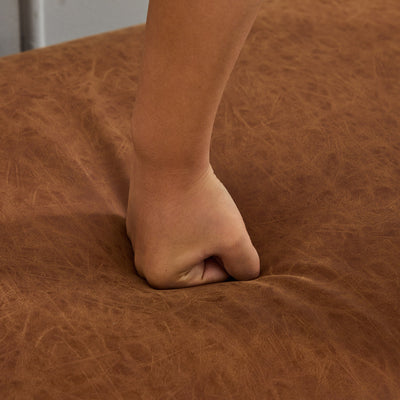 Elegant Upholstered Bench,Daybed,Ottoman with Wood Legs & 2 Bolster Pillows,Brown PU,66.34'W