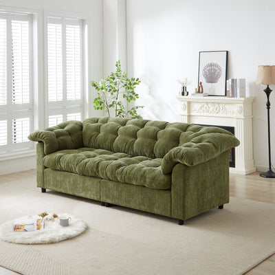 99.2' Chenille Modern Comfort Deep Seat Sofa, Upholstered Fluffy Cloud Sofa Suitable for living rooms, bedrooms, offices and apartments, Green