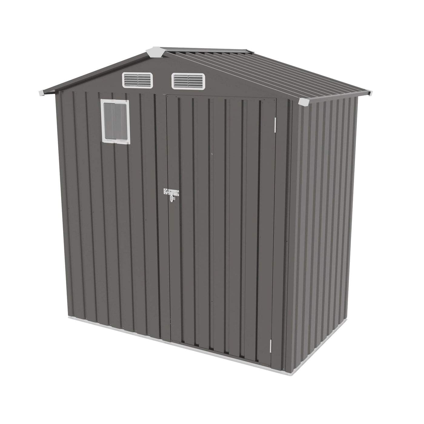 6X 3.5FT Metal Outdoor Storage Shed, Tool Shed with Pitched Roof Watertight with Positive Window and Lockable Door Compact Metal Tool Room for Garden, Backyard, Patio, Sundries and Bike Storage, Gray