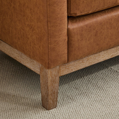 Elegant Upholstered Bench,Daybed,Ottoman with Wood Legs & 2 Bolster Pillows,Brown PU,66.34'W