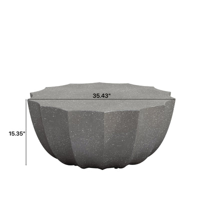 35.43' Modern Outdoor and Indoor Waterproof Coffee Table, Durable MgO Cement Design, Suitable for Terraces, Gardens, Backyards and Living Rooms ( Grey)