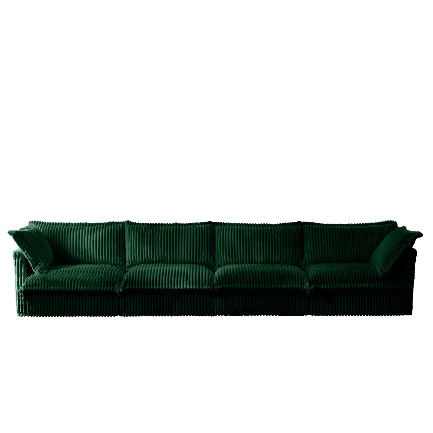 Slipcovered Long Sofa, 4 Seater Sofa with Removable Cover, Extra Deep Couch for Living Room, Corduroy Fabric Cloud Like Comfy Sofa Couch, Green Corduroy Fabric