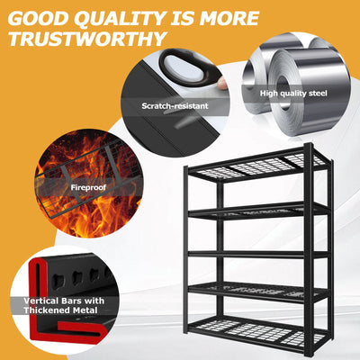 59 Inches Metal Garage Storage Rack, Heavy-Duty Steel Moisture-Proof And Waterproof 5-Layer Adjustable Storage Shelving Unit.Designed For Warehouse Storage (food Pantries, Industrial Use)