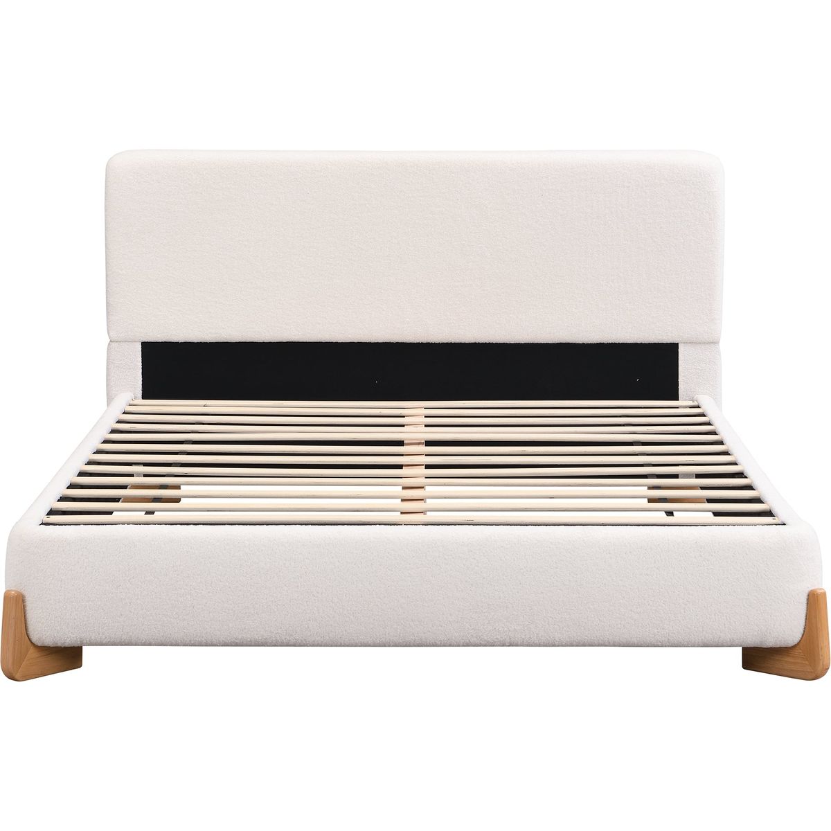 Elegant Boucle Upholstered Bed, A Luxurious and Comfortable Bedroom Centerpiece, King Size, White