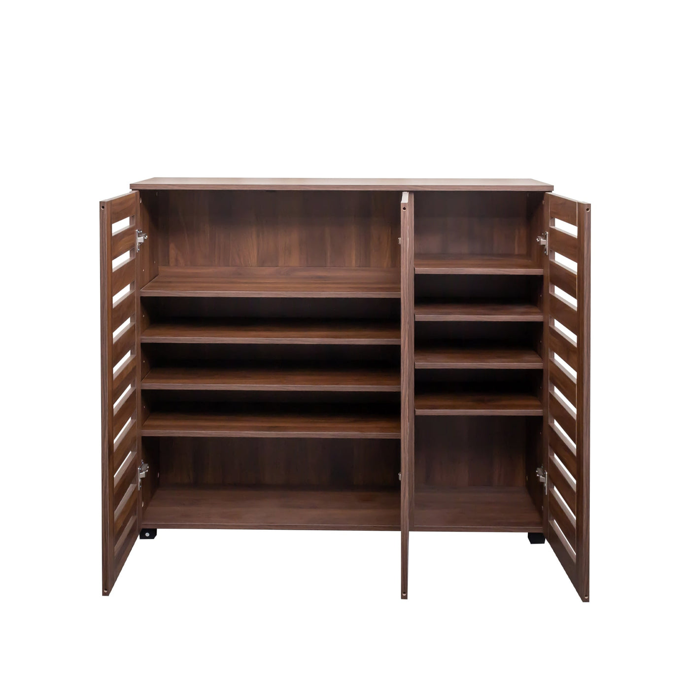 Shoe Cabinet, 5-Tier Shoe Storage Cabinet with Adjustable Shelves, Wooden Shoe Rack Organizer with Louvered Doors for Entryway, Hallway, Bedroom, Closet, Living Room