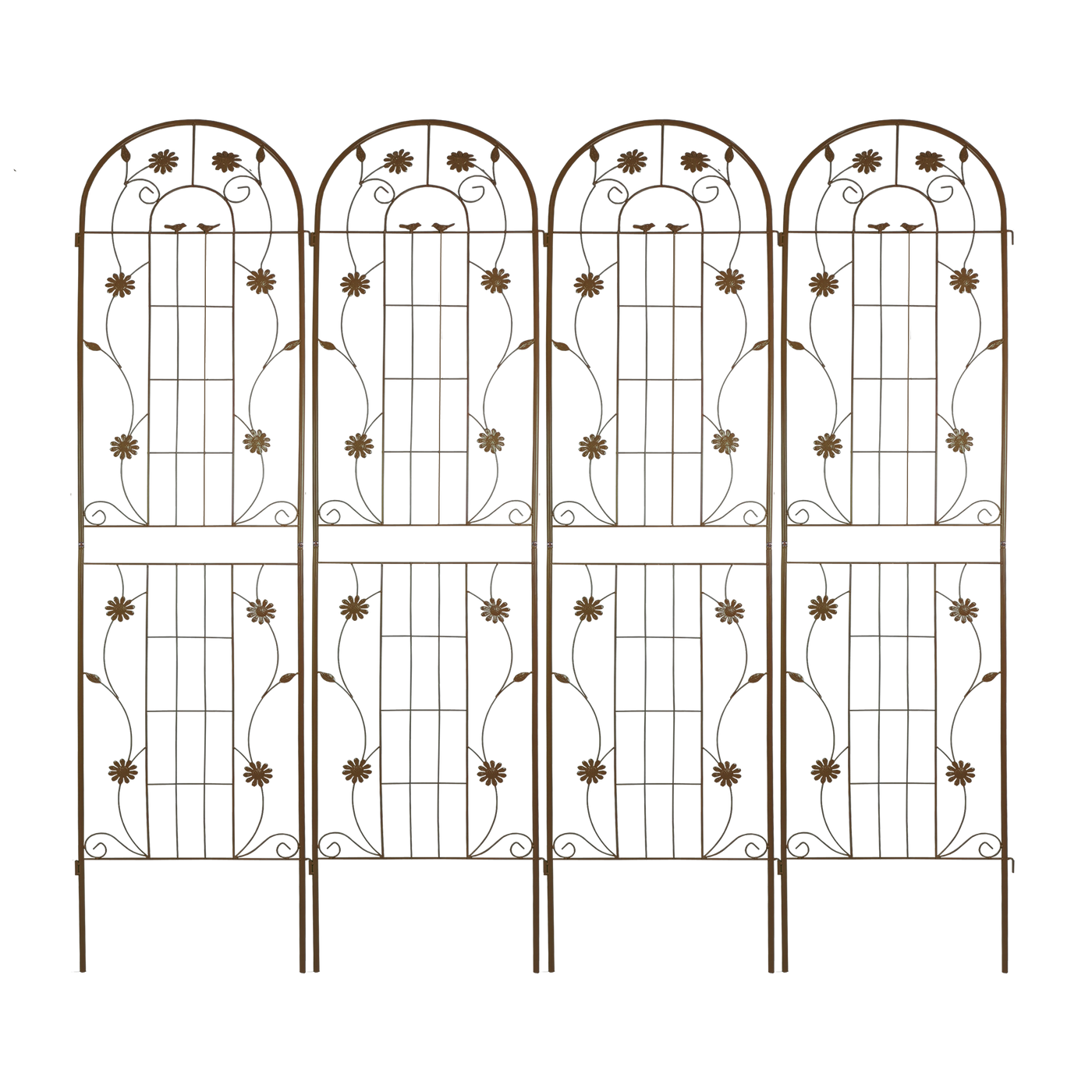 2 Pack Metal Garden Trellis 86.7' x 19.7' Rustproof Trellis for Climbing Plants Outdoor Flower Support Brown