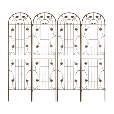2 Pack Metal Garden Trellis 86.7' x 19.7' Rustproof Trellis for Climbing Plants Outdoor Flower Support Brown