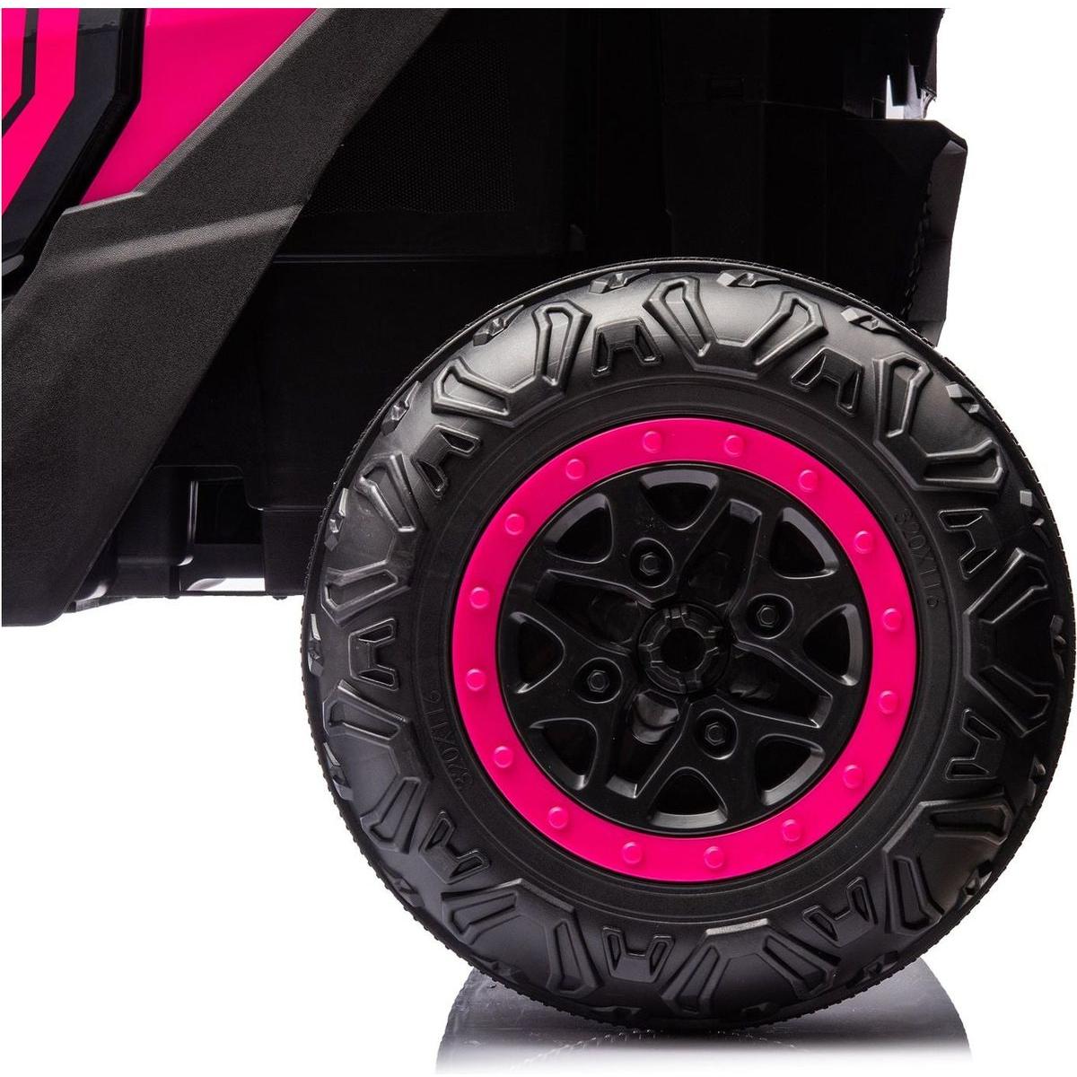 24V Two-Seater Kids Ride On UTV W/Parents Remote Control,Four-Wheel Suspension,Slow Start,Large wheel design,Anti-collision bar,Storage space,Music,USB,Bluetooth,Volume control,LED lights for Kids 3+.