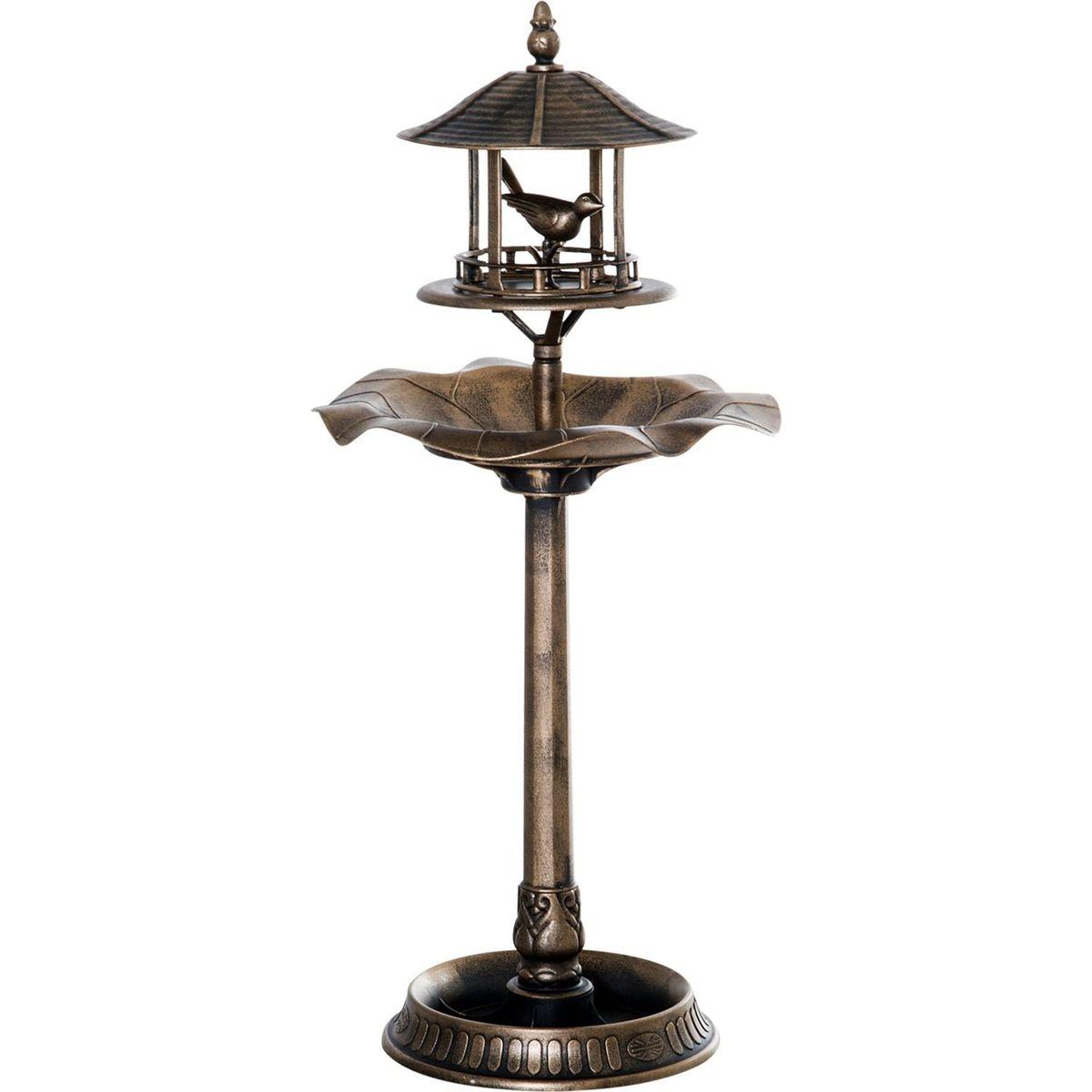 3-in-1 Garden Bird Bath Bowl Pedastal with Bird Feeder, Large Water Basin, & Underneath Flower Planter