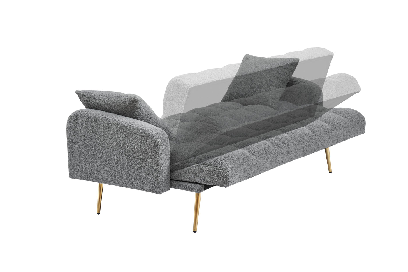 69 Inch Sofa Bed Gray with Adjustable Teddy Sofa for Small Space Living Room and Bedroom