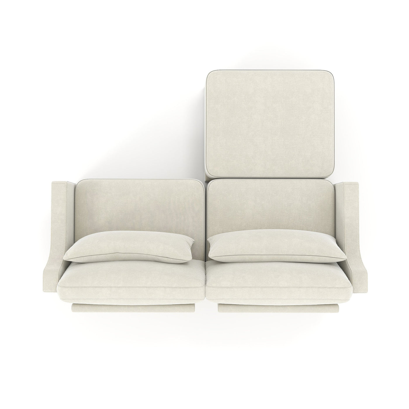 Elegant Two-Seater Sofa with Ottoman, Lumbar Pillows, Ergonomic Design, Beige Chenille, Wood Frame