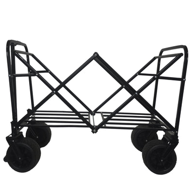 360° Rotating Rear Wheel Heavy-Duty Folding Wagon – Multi-Use Garden Cart with All-Terrain Wheels, Design for Camping, Beach, Picnic & Outdoor, Beige