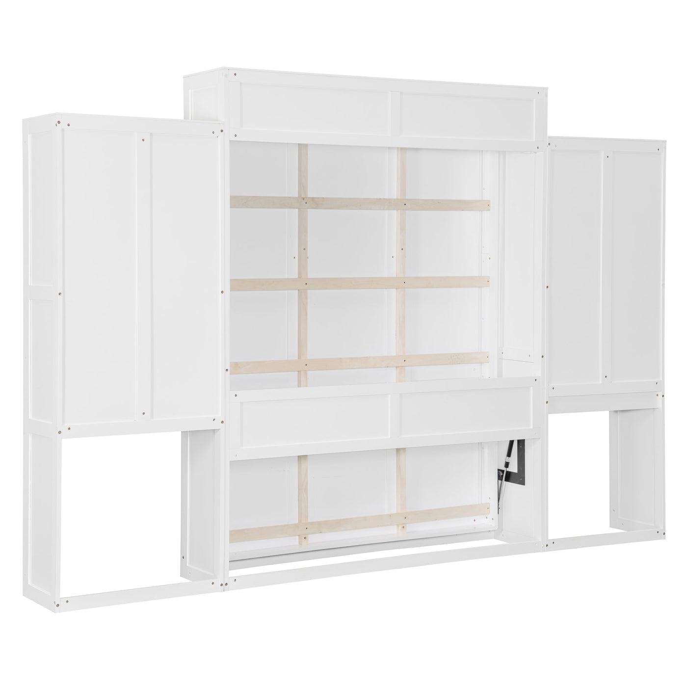 Queen Size Murphy Bed with Desk, Vanity and Cabinets, White