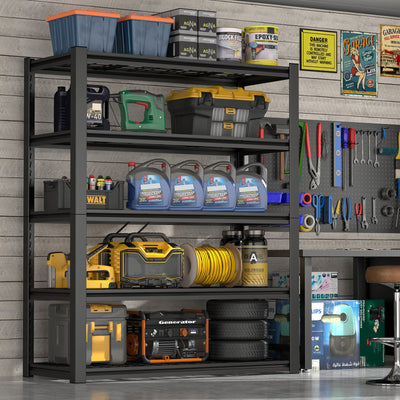 59 Inches Metal Garage Storage Rack, Heavy-Duty Steel Moisture-Proof And Waterproof 5-Layer Adjustable Storage Shelving Unit.Designed For Warehouse Storage (food Pantries, Industrial Use)