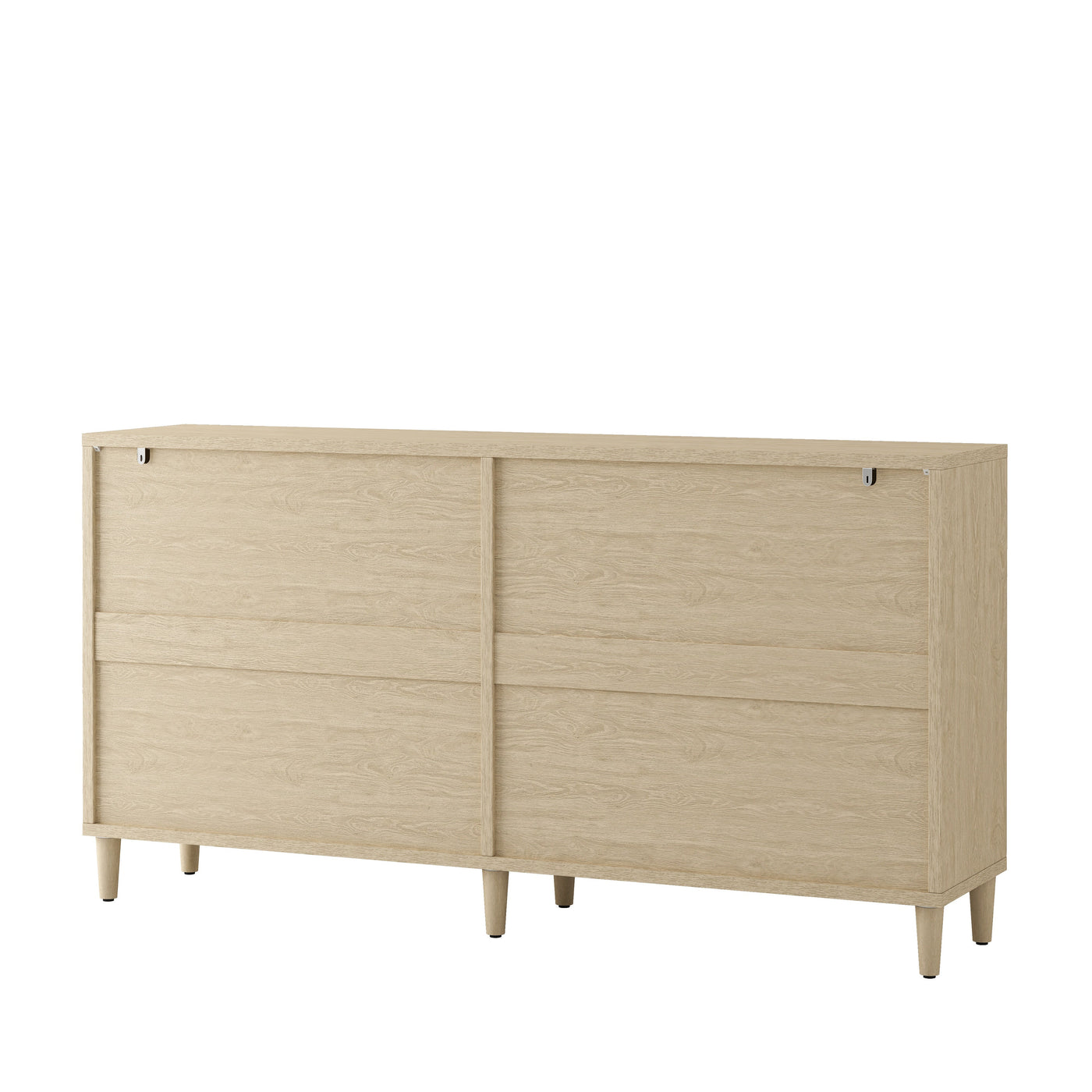 Natural Rattan Buffet Cabinet with Storage, 4-Door Sideboard, Adjustable Shelves, 70-Inch