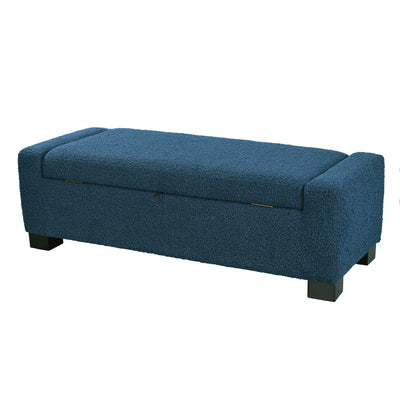 50' Ottoman Bench in Textured Fabric, Rectangular Design with Hinged Lid for Seating, Footrest, and Hidden Storage, Perfect for Living Room, Bedroom, or Entryway