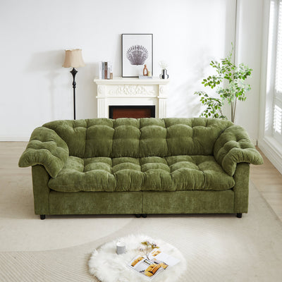 99.2' Chenille Modern Comfort Deep Seat Sofa, Upholstered Fluffy Cloud Sofa Suitable for living rooms, bedrooms, offices and apartments, Green