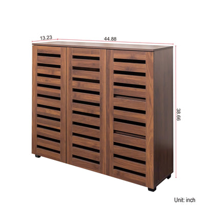Shoe Cabinet, 5-Tier Shoe Storage Cabinet with Adjustable Shelves, Wooden Shoe Rack Organizer with Louvered Doors for Entryway, Hallway, Bedroom, Closet, Living Room
