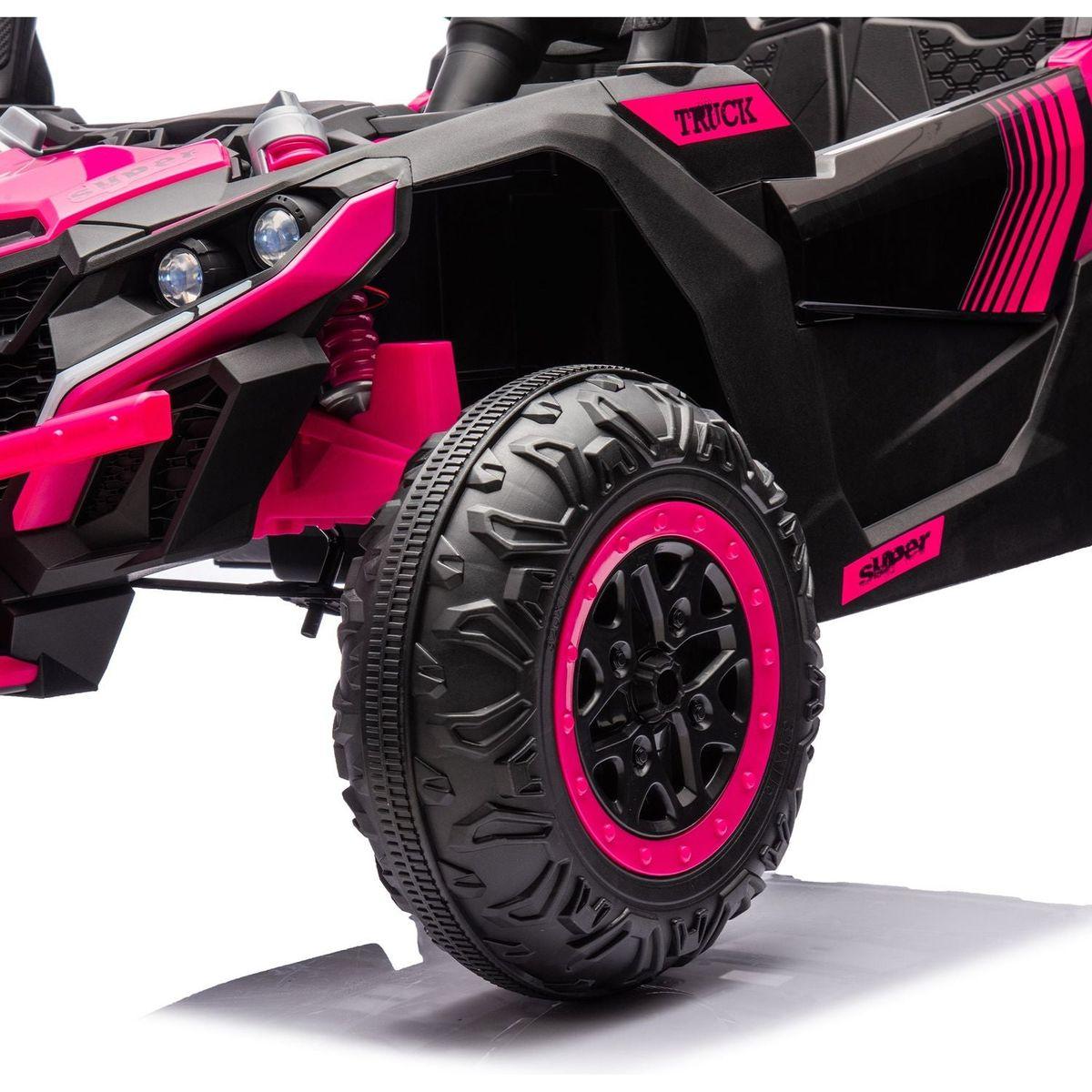 24V Two-Seater Kids Ride On UTV W/Parents Remote Control,Four-Wheel Suspension,Slow Start,Large wheel design,Anti-collision bar,Storage space,Music,USB,Bluetooth,Volume control,LED lights for Kids 3+.