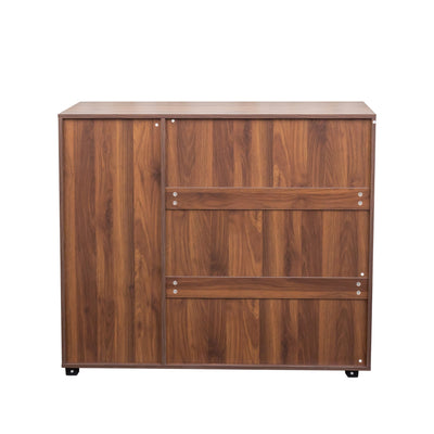 Shoe Cabinet, 5-Tier Shoe Storage Cabinet with Adjustable Shelves, Wooden Shoe Rack Organizer with Louvered Doors for Entryway, Hallway, Bedroom, Closet, Living Room