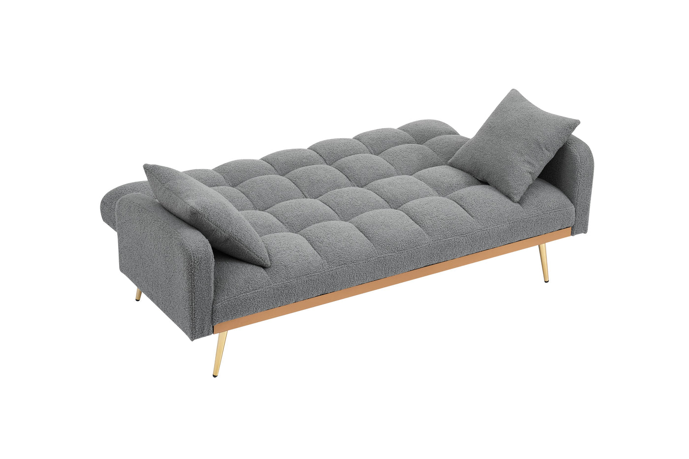 69 Inch Sofa Bed Gray with Adjustable Teddy Sofa for Small Space Living Room and Bedroom