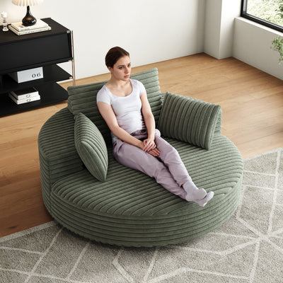 55''L Corduroy Chenille Foam Single Swivel Chair, Fluffy Modern Sleeper, 360 Degree Swivel Chair for Living Room, Bedroom, Lounge and Projection Room