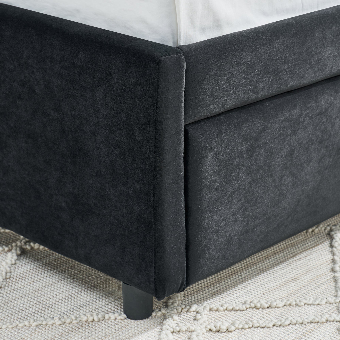 Full Size Daybed with Trundle Upholstered Tufted Sofa Bed, Sofa Bed Frame with Comfortable Backrest and Armrests, Velvet, Black(79.5''x58''x25'')