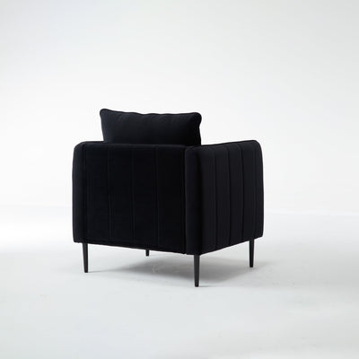 Accent Chair for Living Room, Velvet Comfy Single Sofa Chair Mid-Century Modern Armchair with 1 Pillow and Metal Legs for Bedroom Office Reading