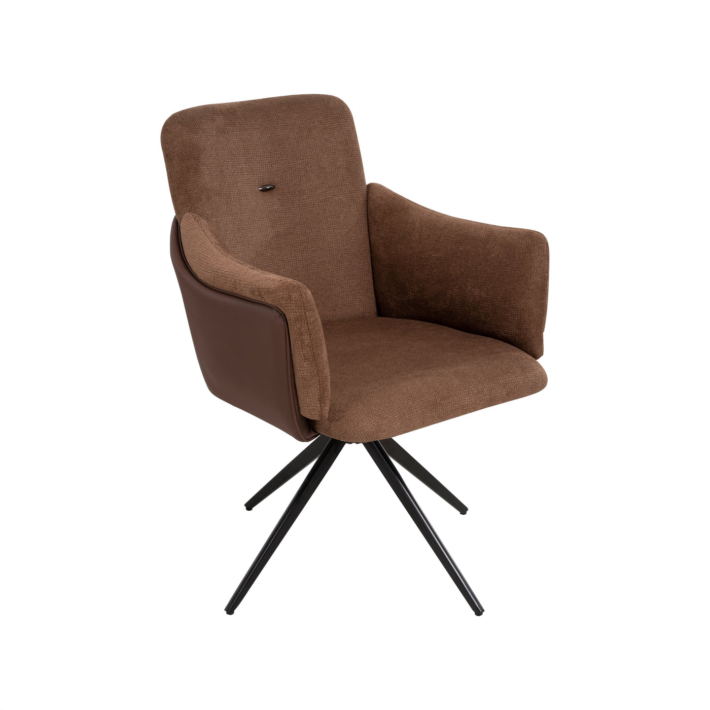 360° Swivel Home Office Desk Chairs Set of 2,Dining Chairs with Arm, Upholstered Bedroom Chairs with Metal Base,Makeup Chair for Vanity, for Living Room, Bedroom,Study Room,Dining Room(Dark Brown)