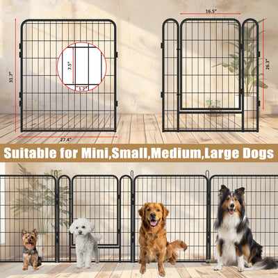 6 Panels Heavy-Duty Metal Playpen with Door, 31.7' H Dog Fence Pet Exercise Pen for Outdoor, Indoor