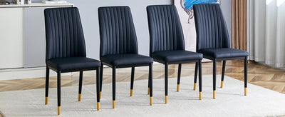 A set of 4 dining chairs, black dining chair set, PU material high backrest seats and sturdy leg chairs, suitable for restaurants, kitchens, and living rooms