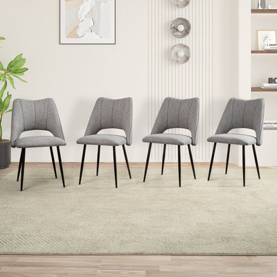 4-Chair Set Combination, Modern and Simple, With High Resilience Filling, Metal Legs, Adjustable Feet, Suitable For Kitchens and Dining Rooms,(Grey)