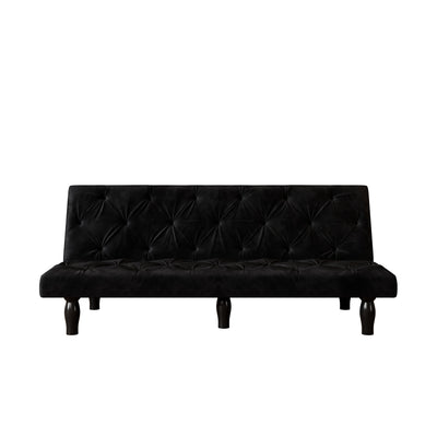 Sofa-to-Bed Evolution: 66' Black Velvet Sofa Bed Transforms Seamlessly, Ideal for Family Living Rooms, Apartments, and Bedrooms